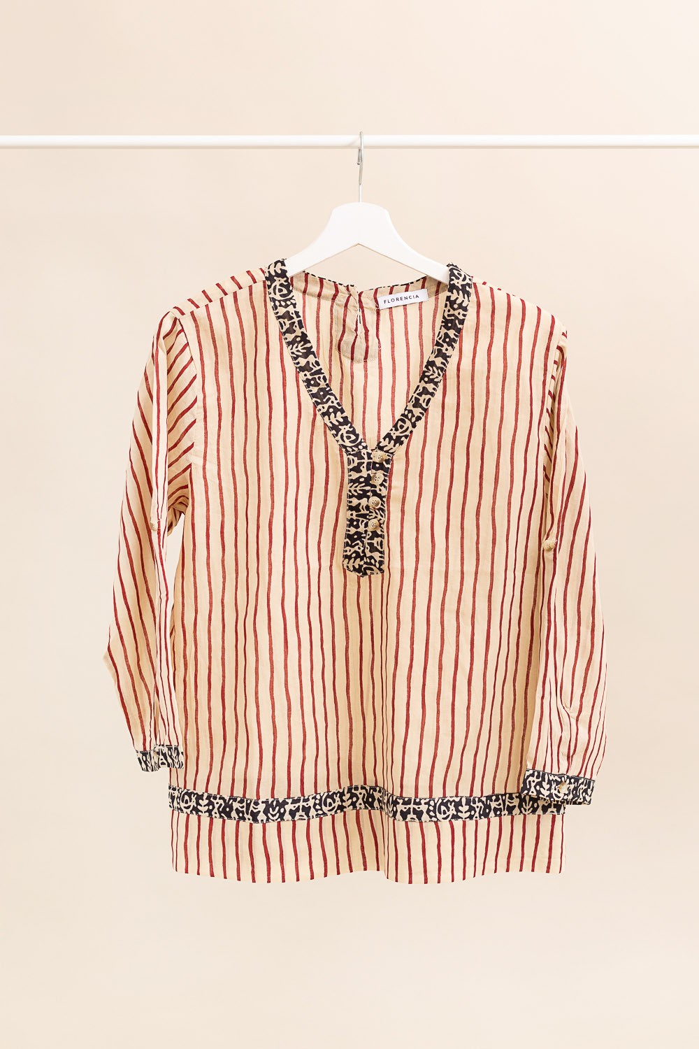 Camisa fluida de algodón "rayas"