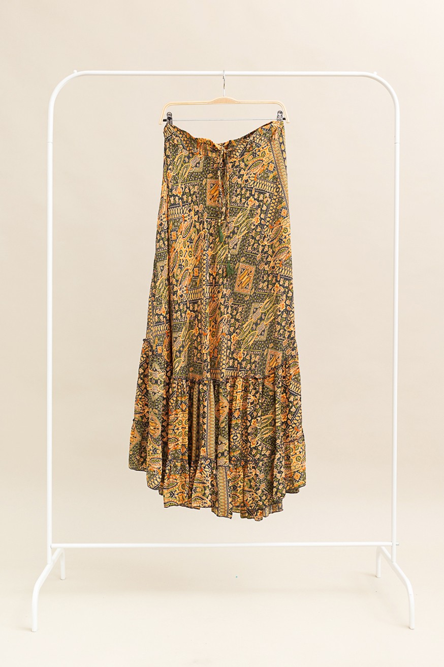 Maxi falda seda print floral
