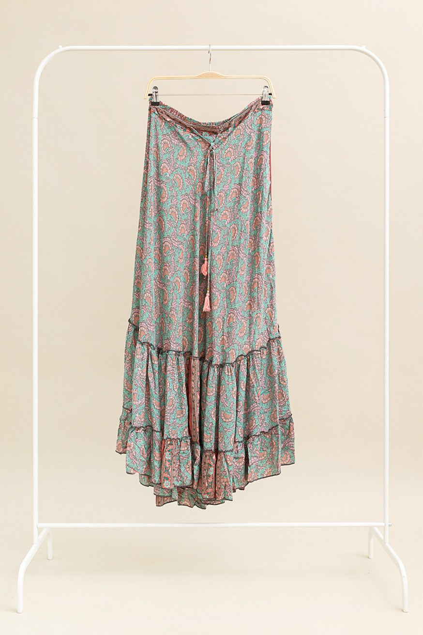 Maxi falda seda print floral