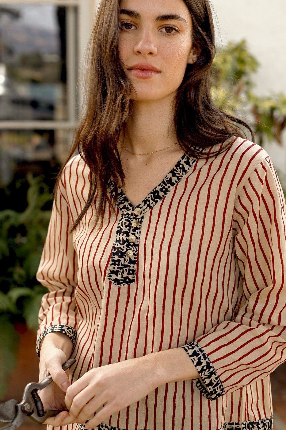 Camisa fluida de algodón "rayas"