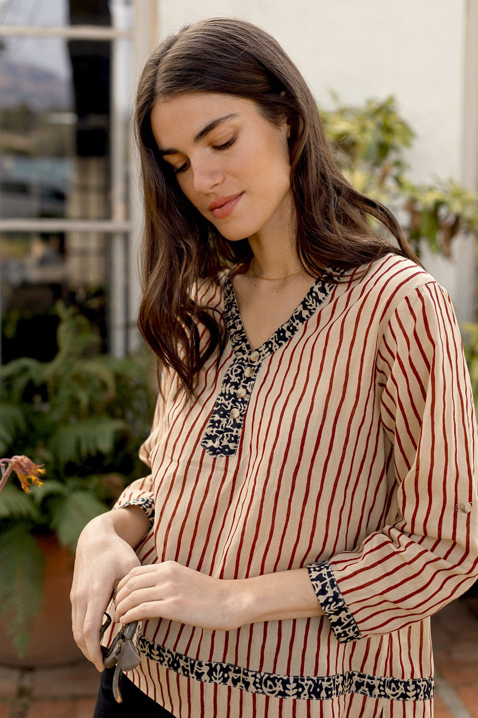 Camisa fluida de algodón "rayas"