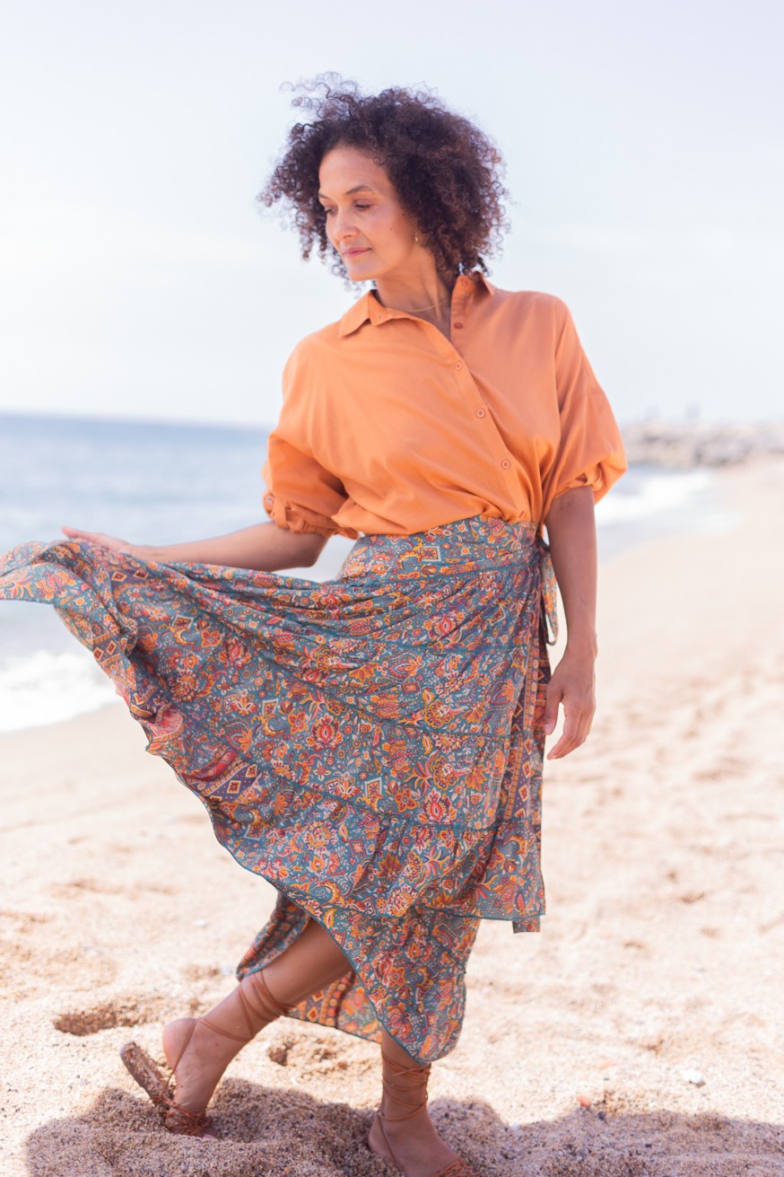 Falda maxi de seda