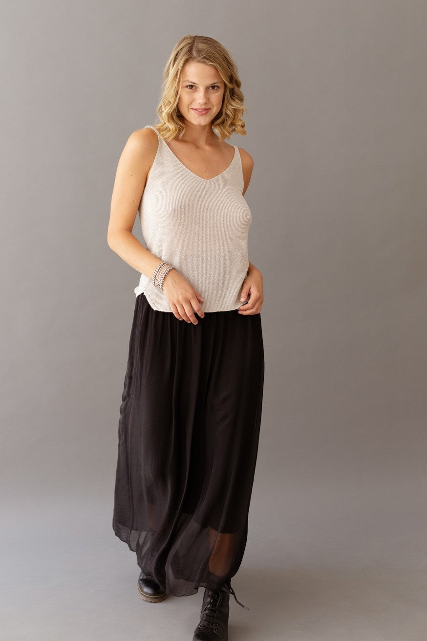 Falda maxi seda