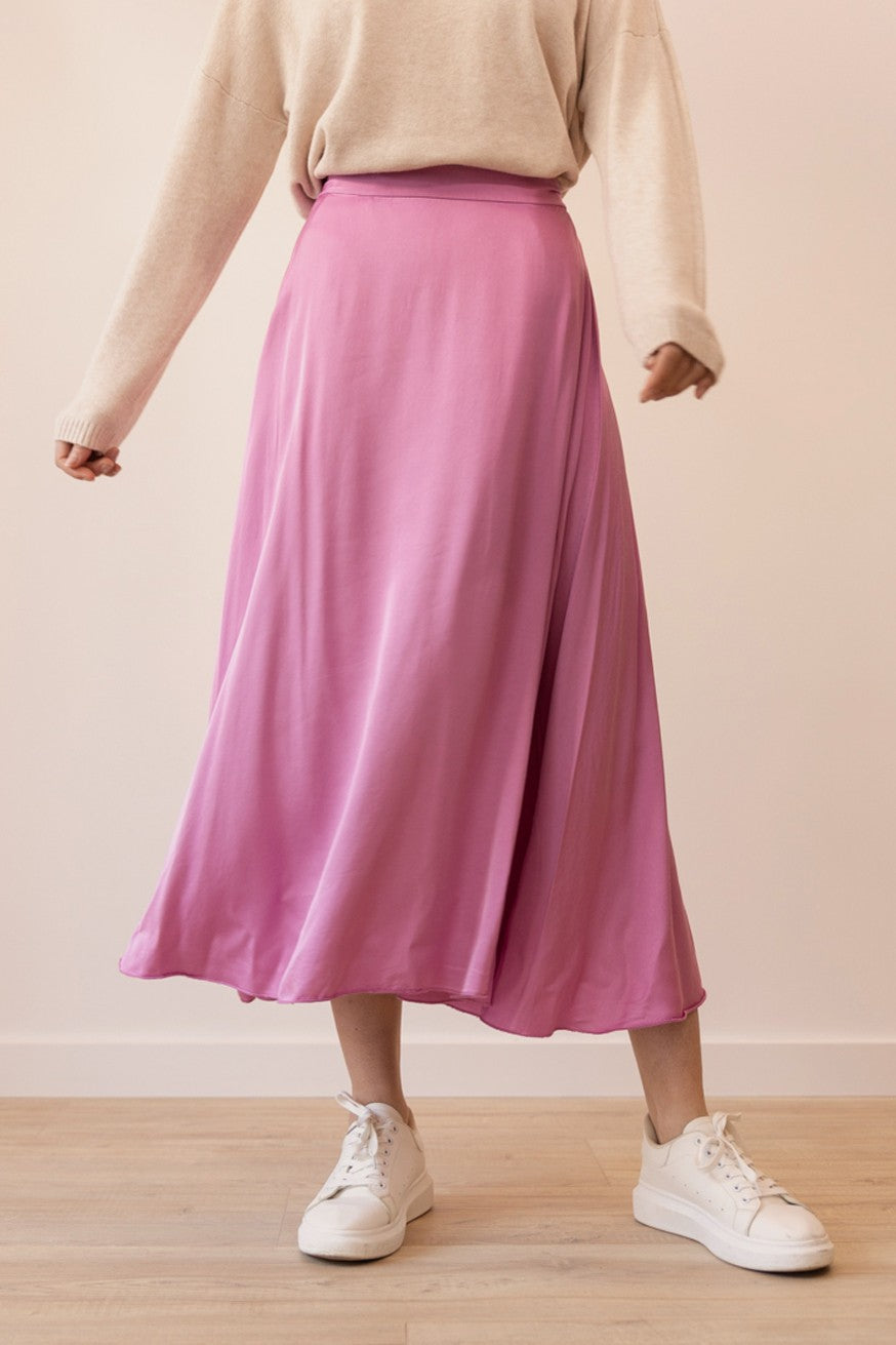 Maxi falda satinada