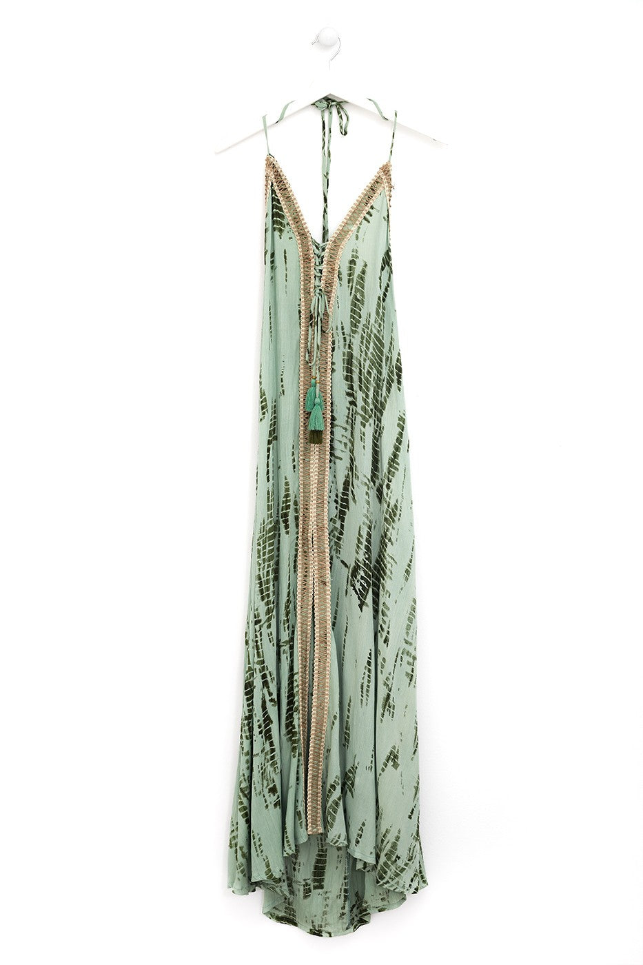 Vestido maxi tie-dye con aplicación