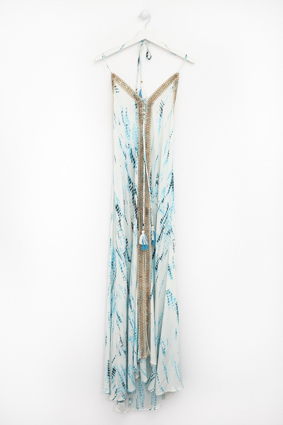 Vestido maxi tie-dye con aplicación