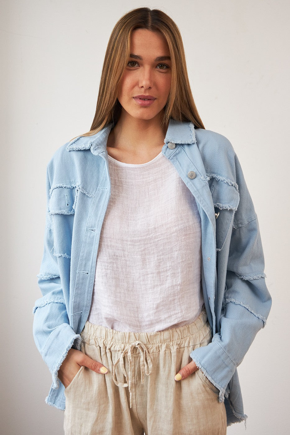 Sobrecamisa denim pasamanería