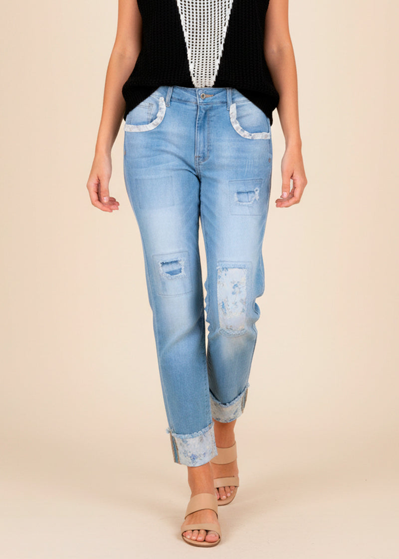 Jeans vuelta estampada