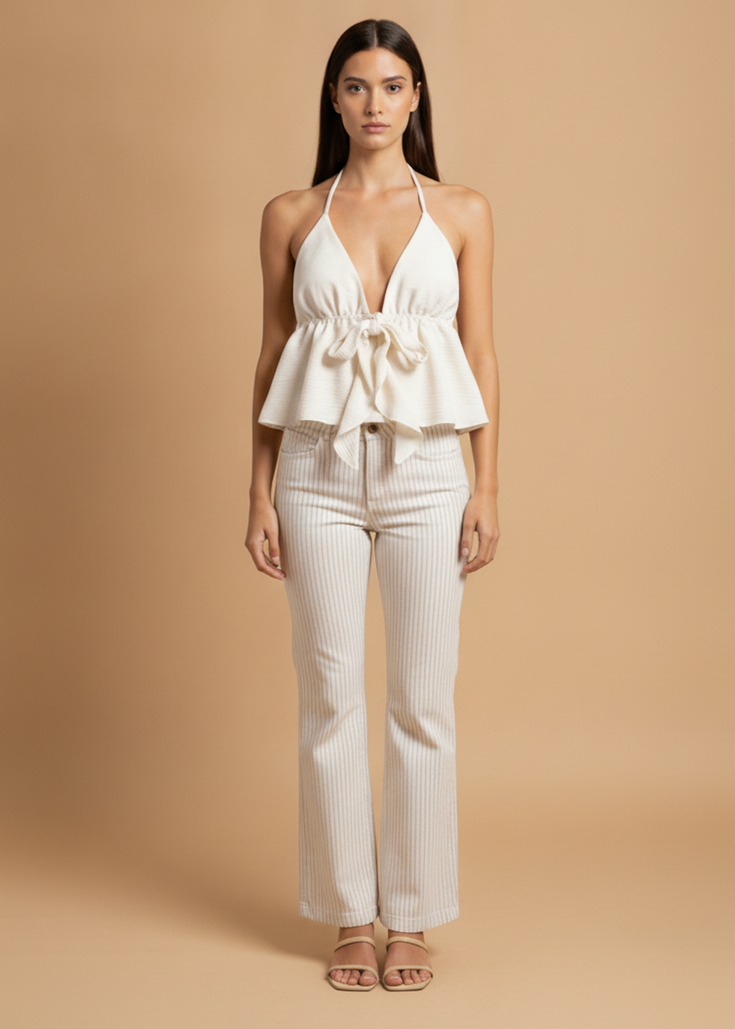 Jeans rayas bordado