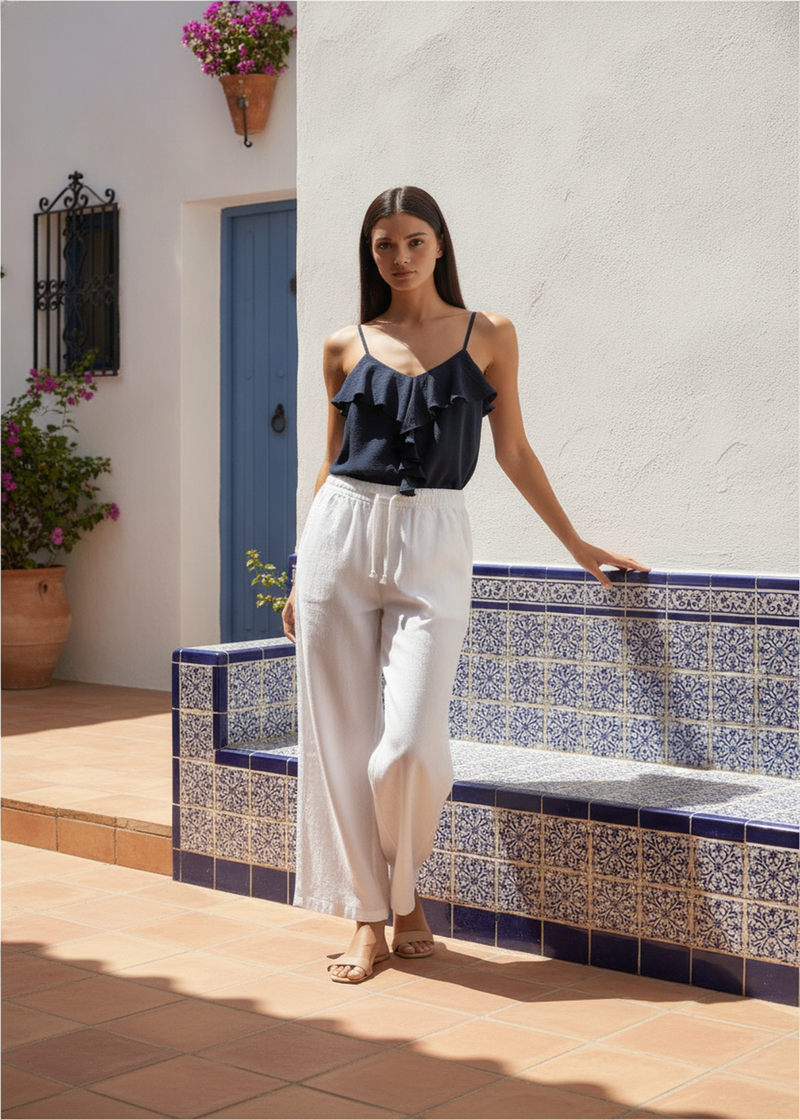 Pantalones lino palazzo