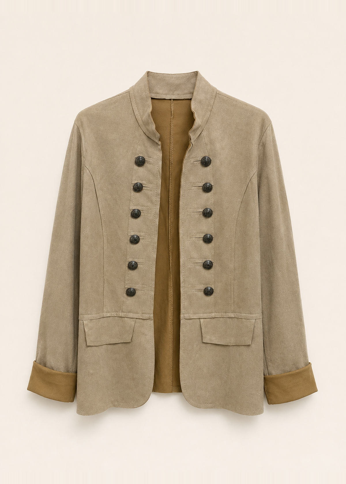 Faux suede frog-fastening jacket