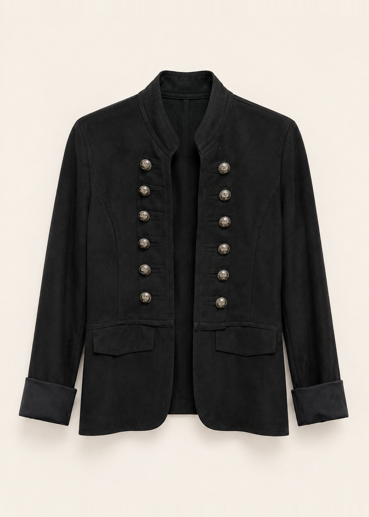 Faux suede frog-fastening jacket