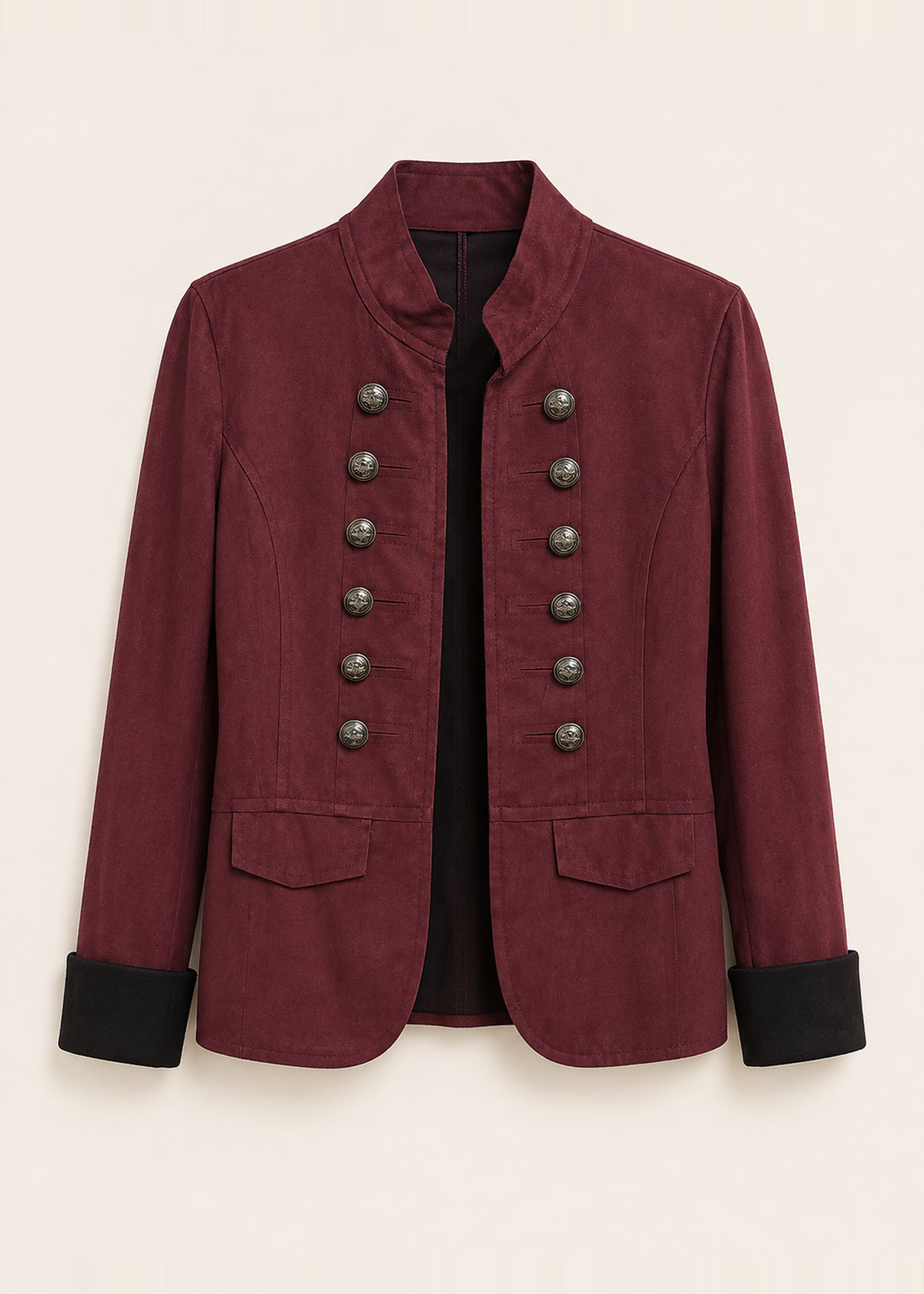 Faux suede frog-fastening jacket