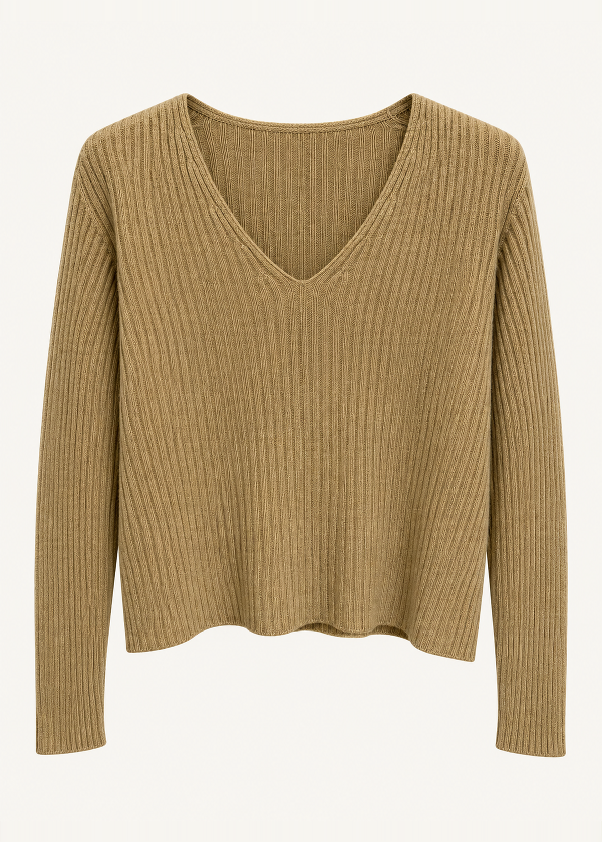 Jersey sin costuras canalé cuello punta