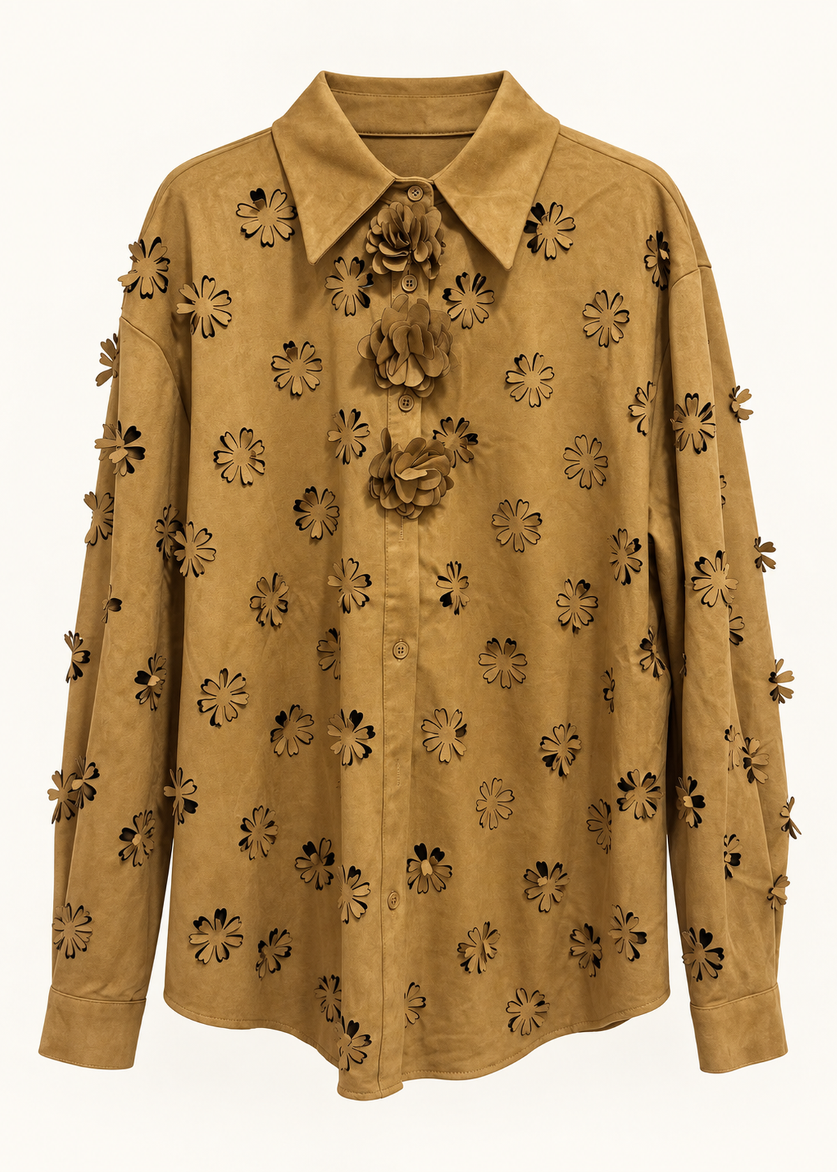 Camisa efecto ante troquelada