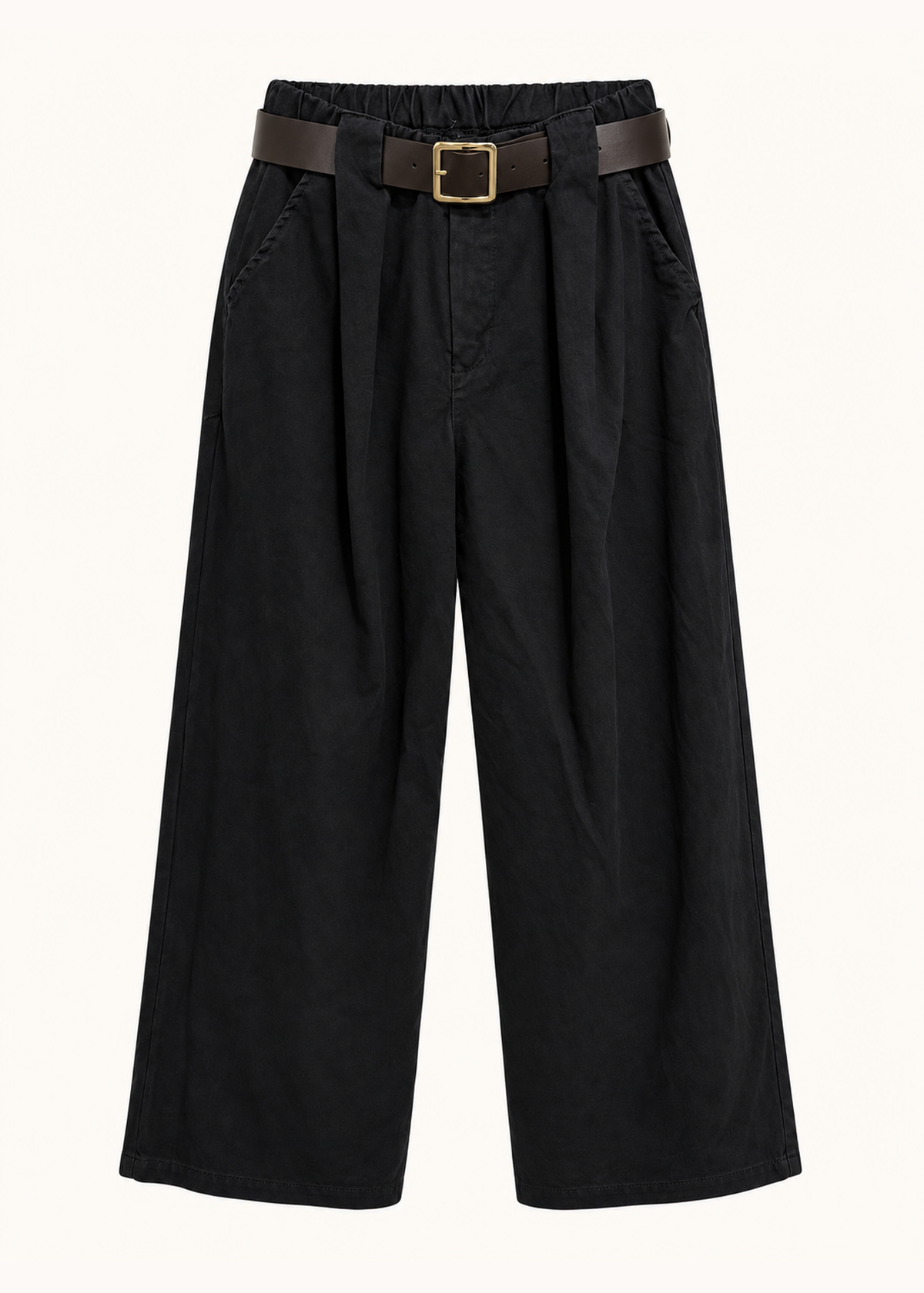 Wide twill trousers
