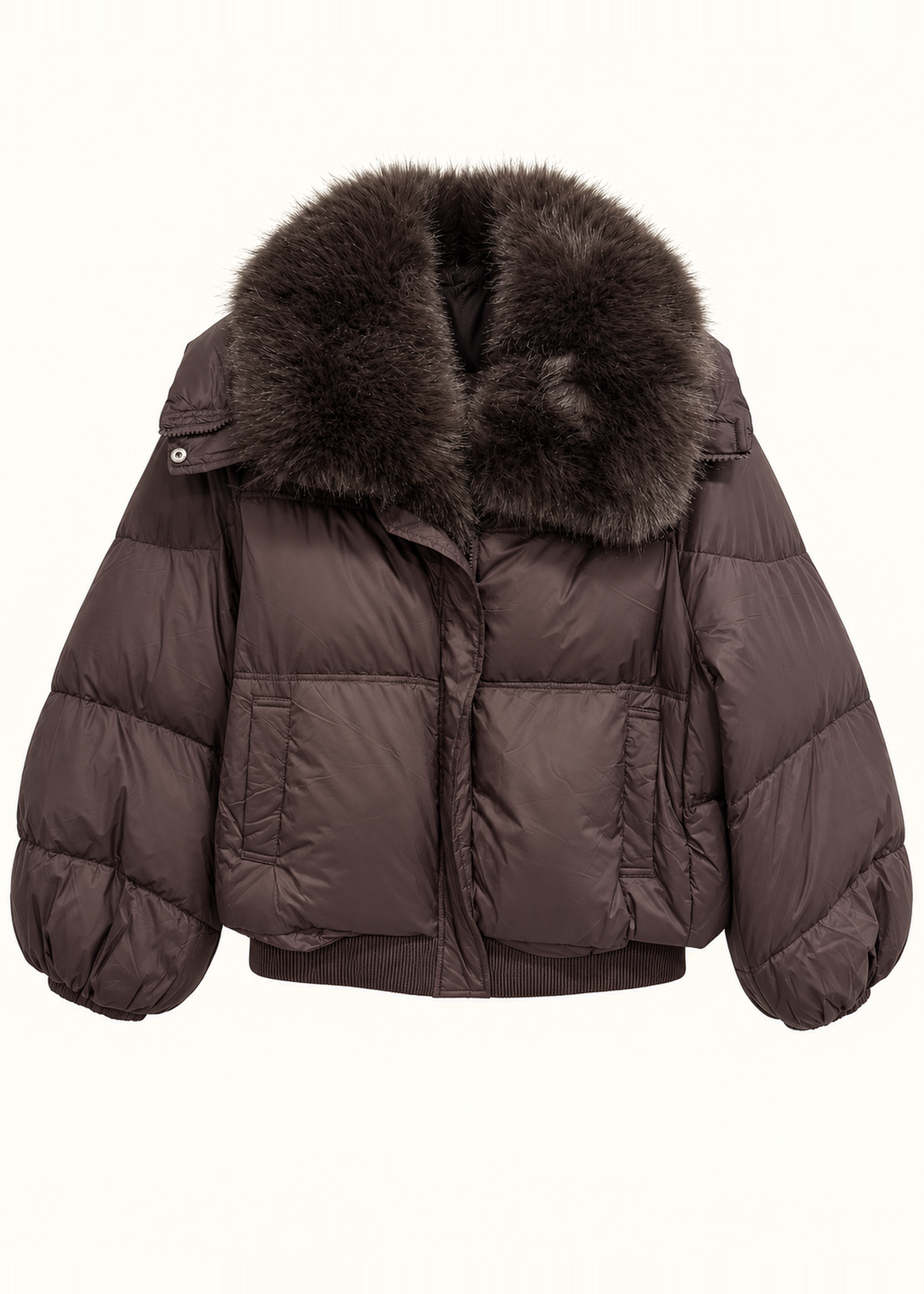 Anorak acolchado cuello efecto pelo