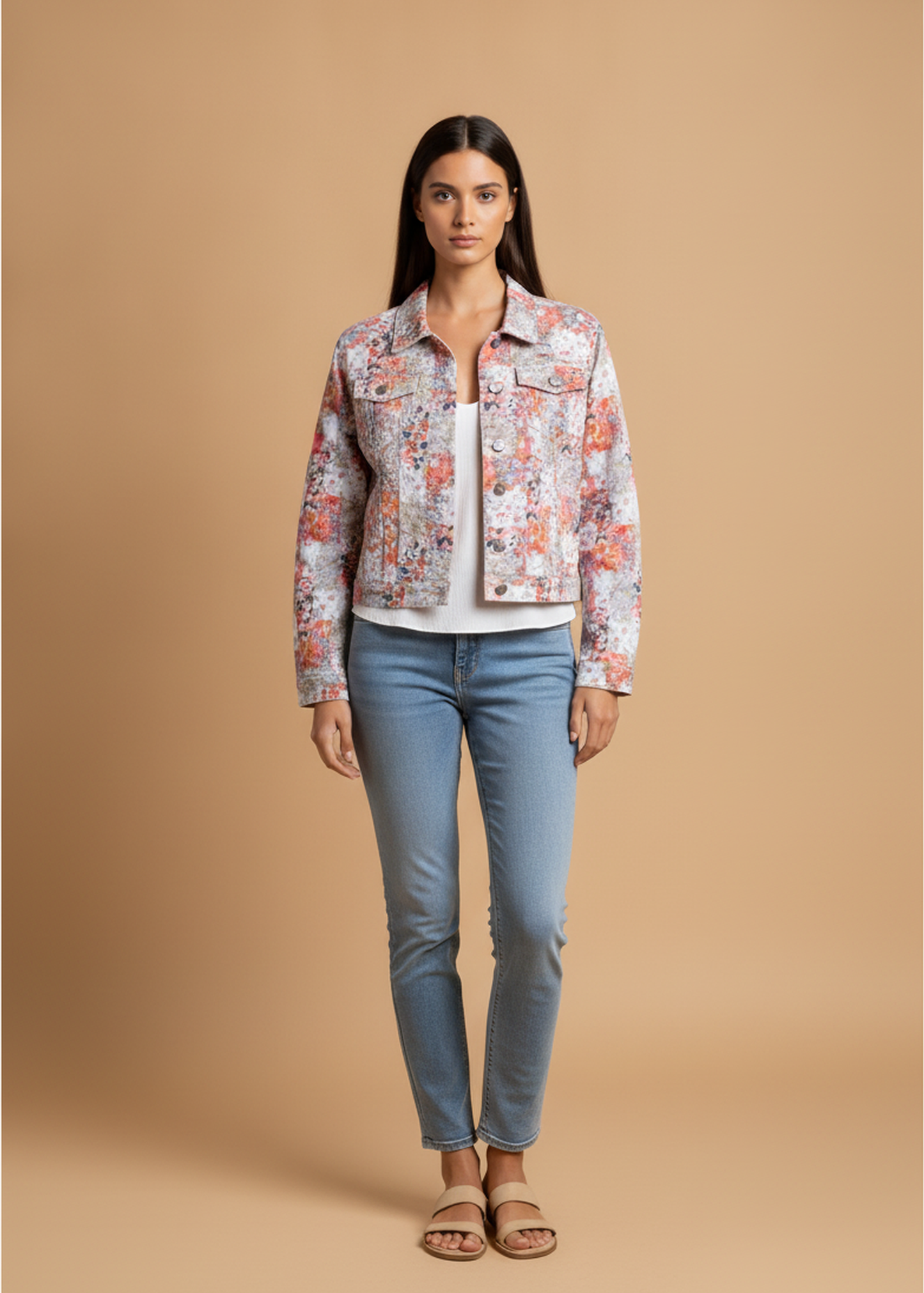 Cazadora estampada denim