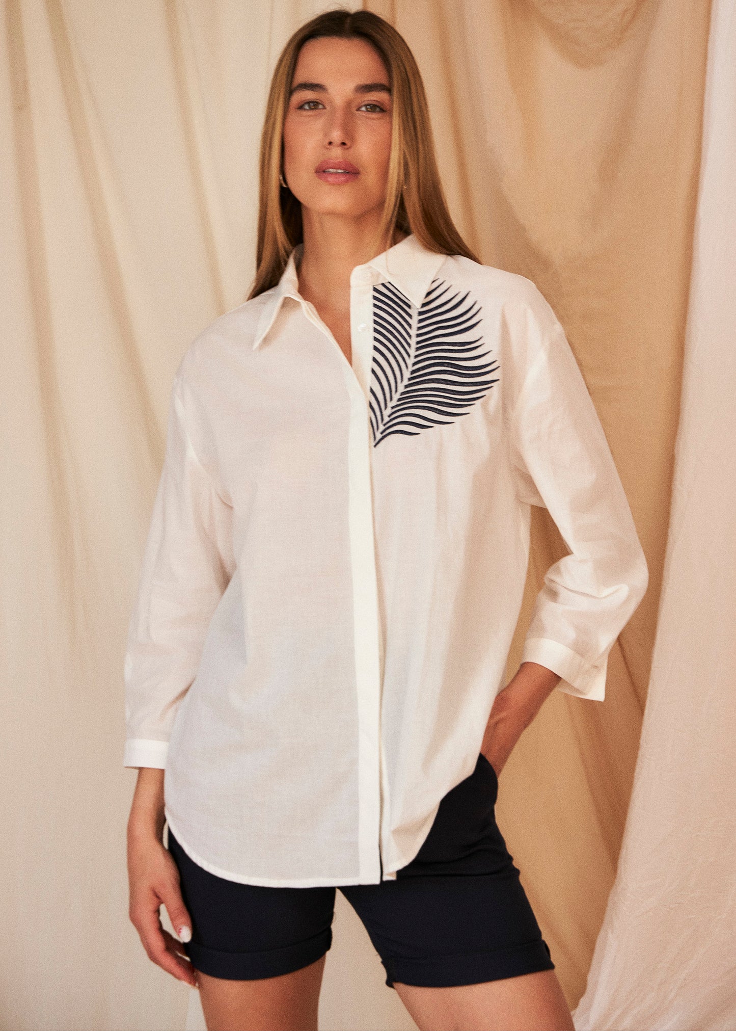 Palm tree embroidered shirt