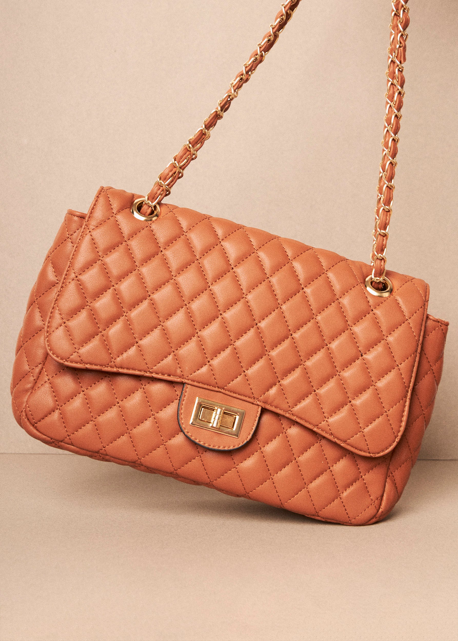Bolso acolchado marron hotsell