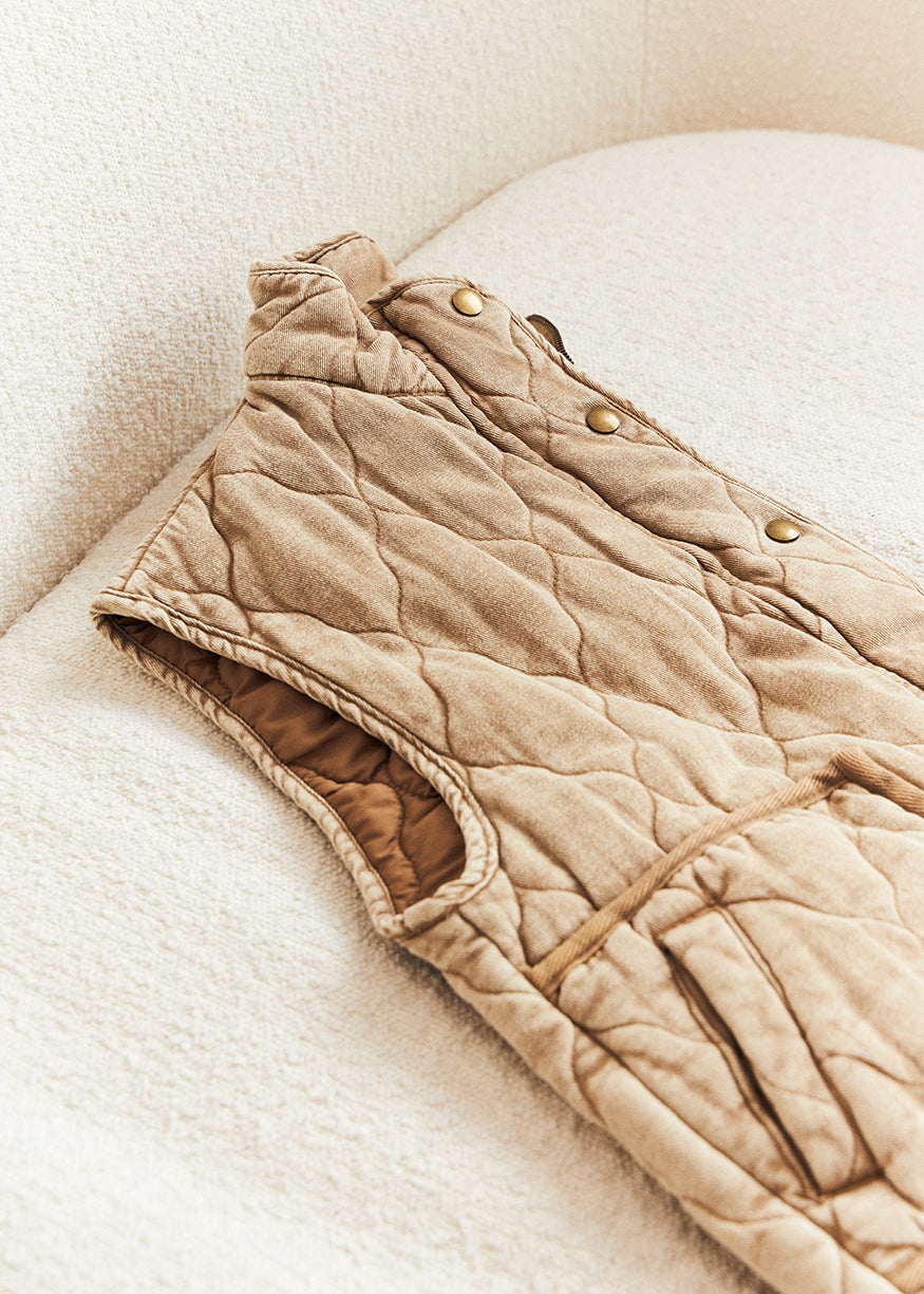 Quilted denim vest
