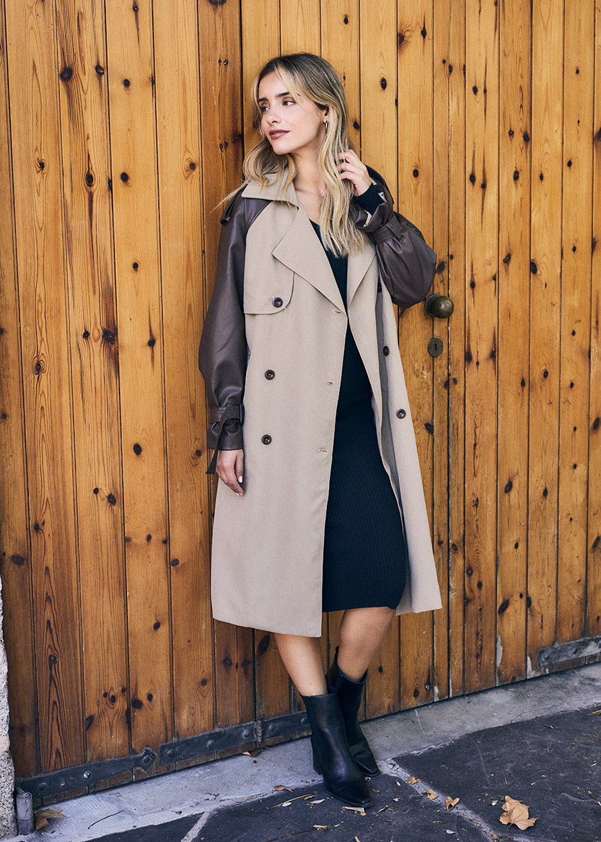 Two-tone trench coat