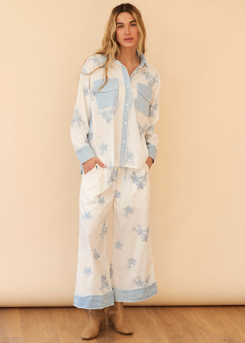 Pantalones bitextura bordados