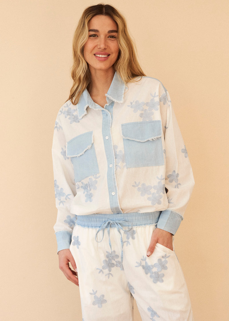 Camisa bitextura bordados