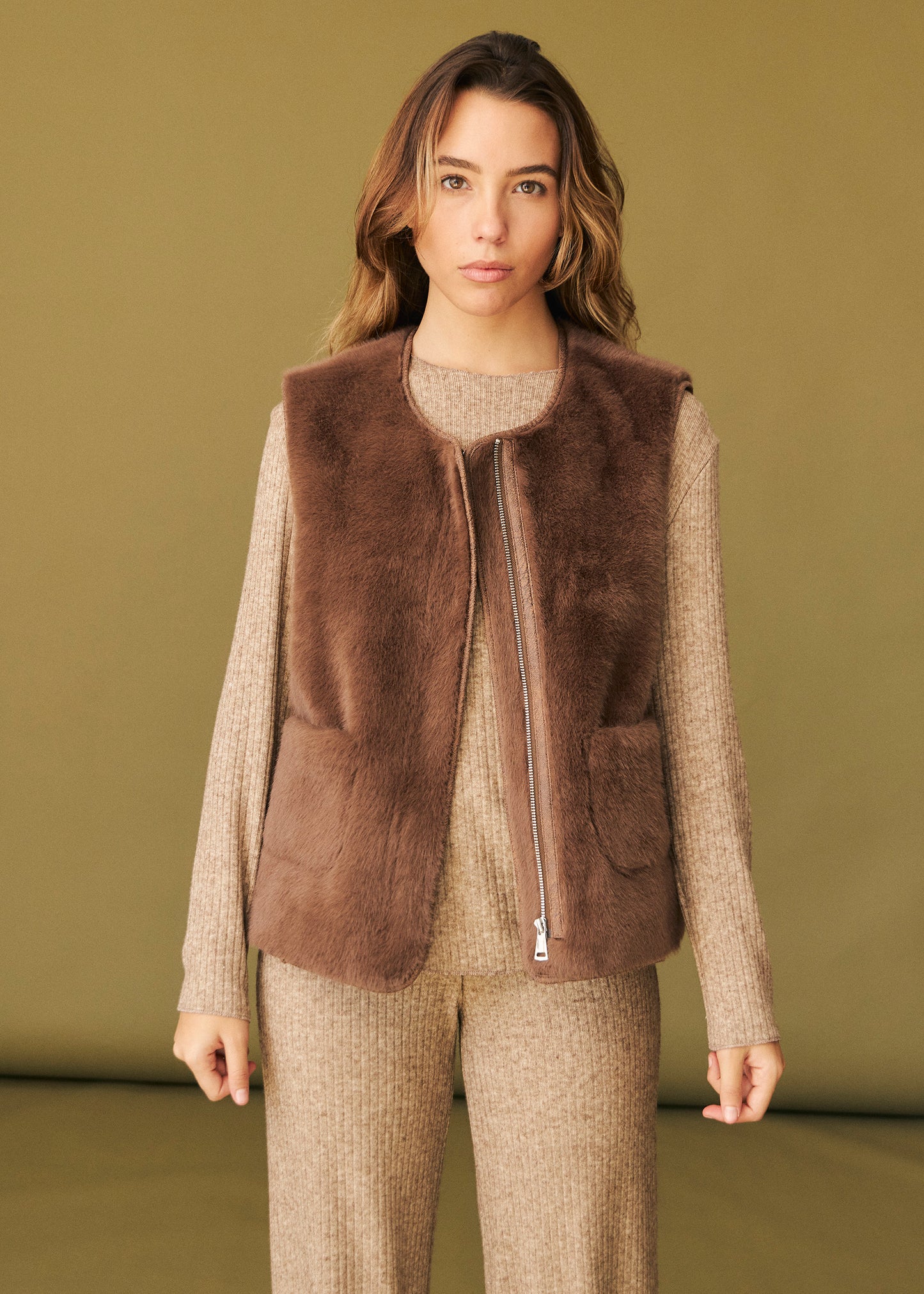 Faux fur vest