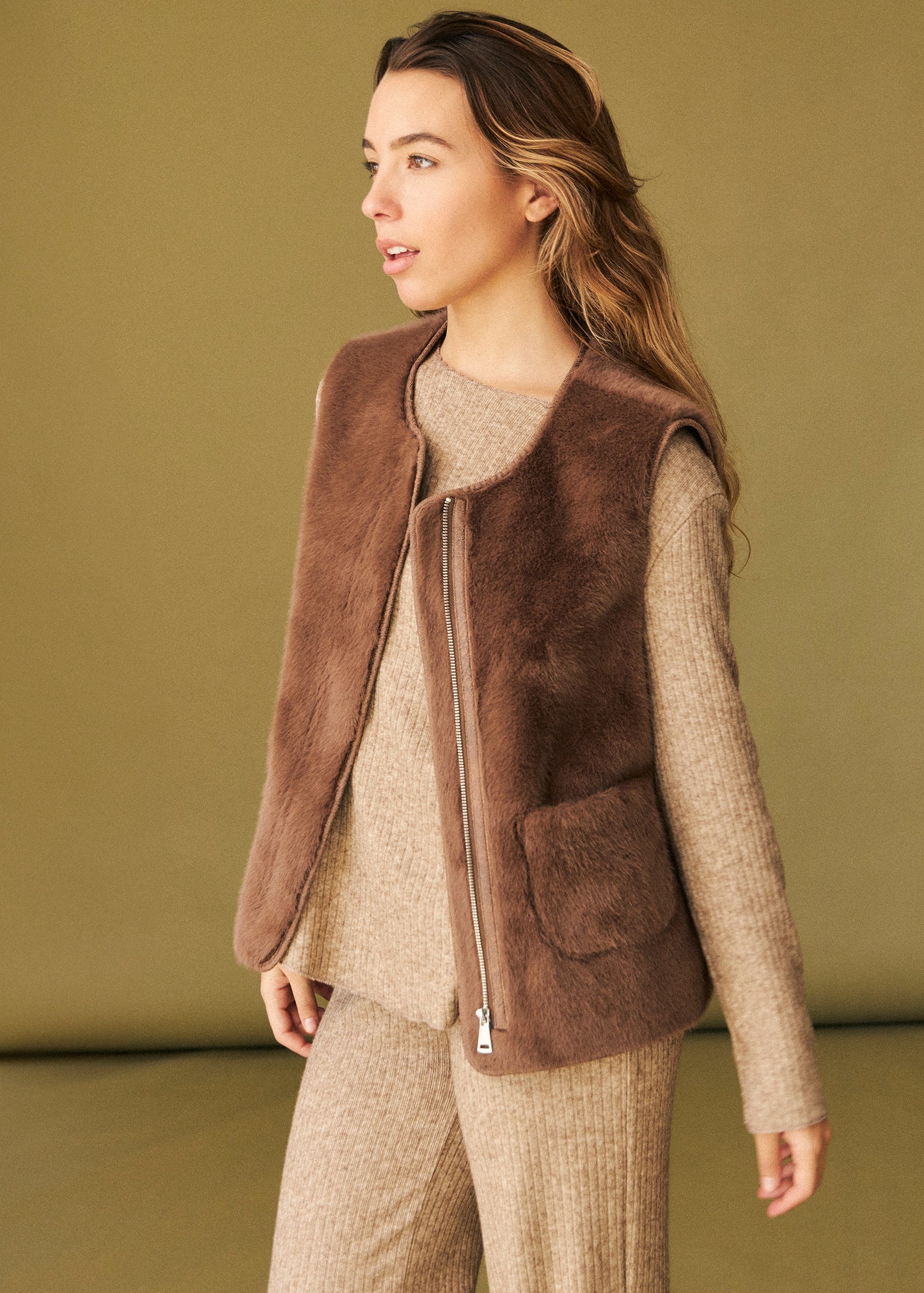 Faux fur vest