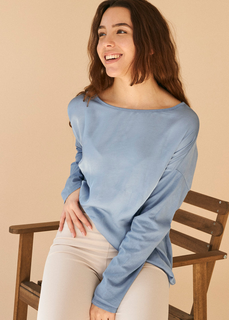 Camiseta bimateria raso cuello redondo