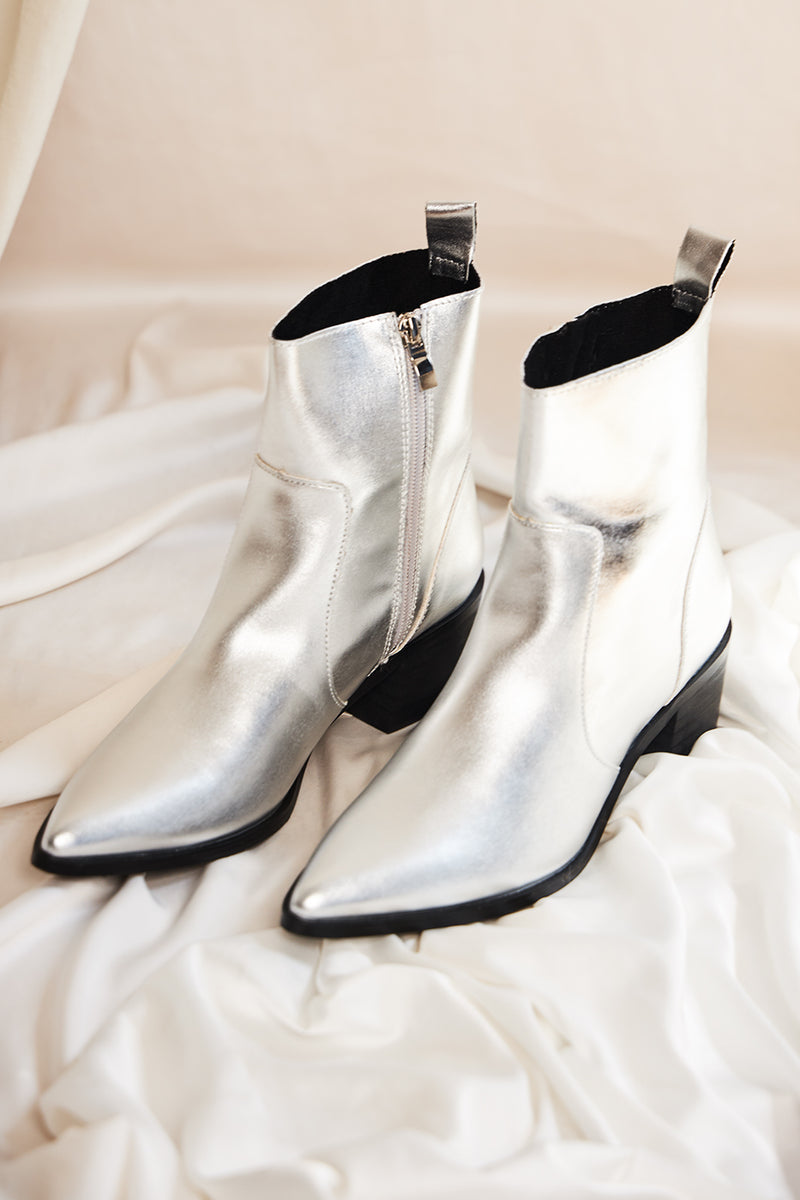 Cowboy heel ankle boots