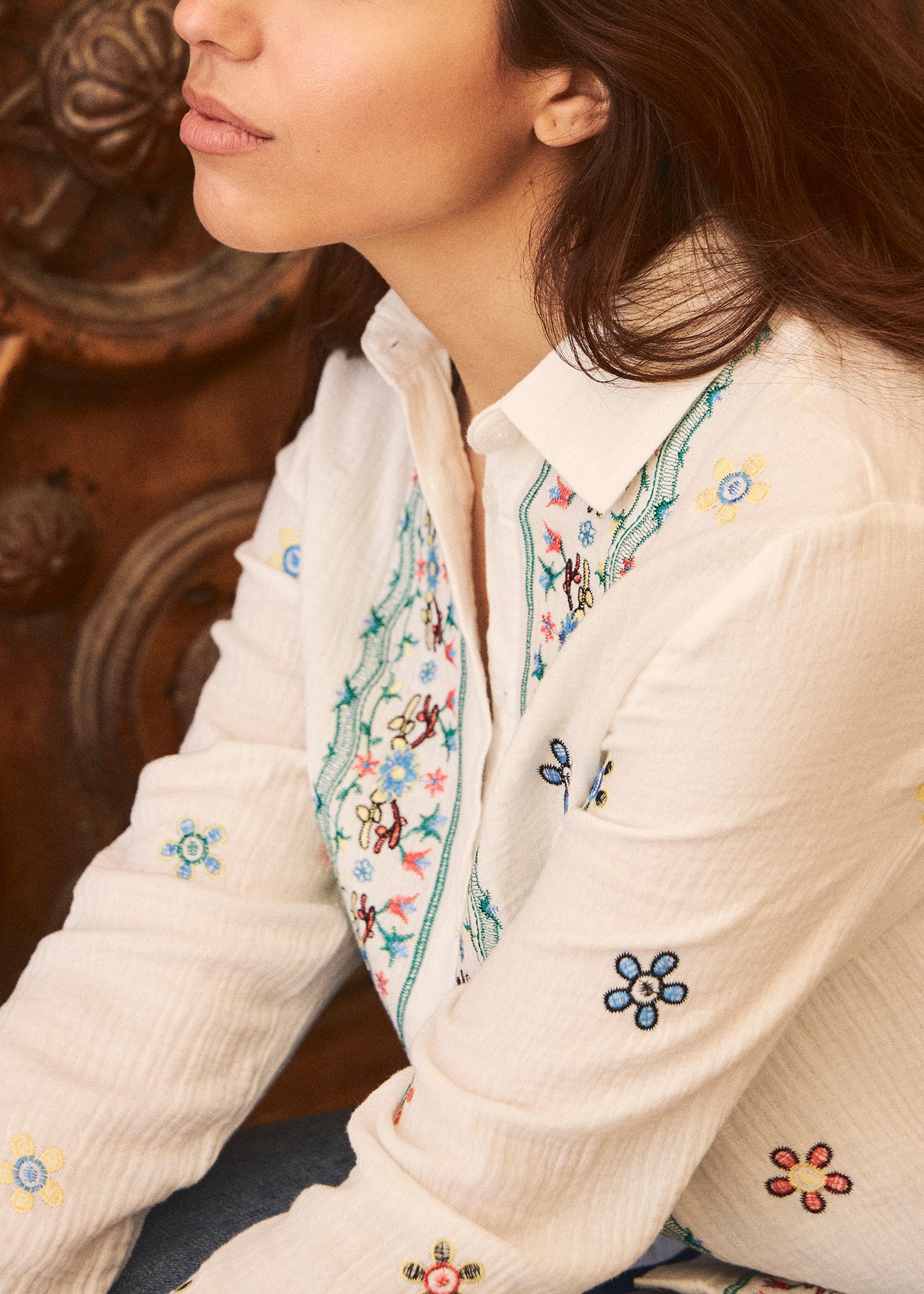 Camisa bambula bordados