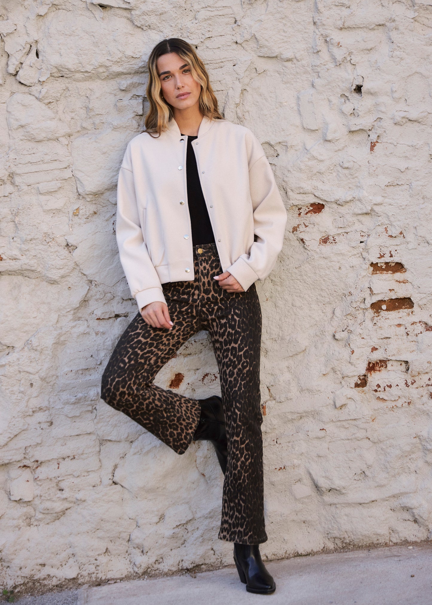 Straight leg animal print jeans
