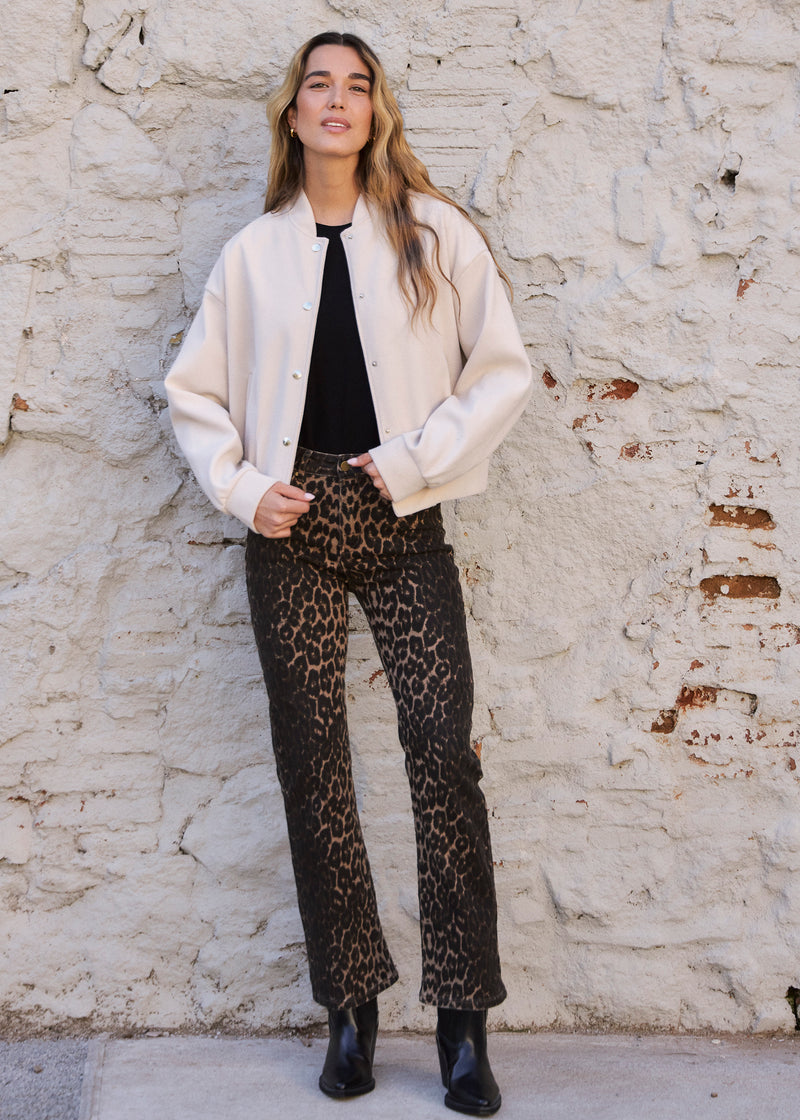 Straight leg animal print jeans
