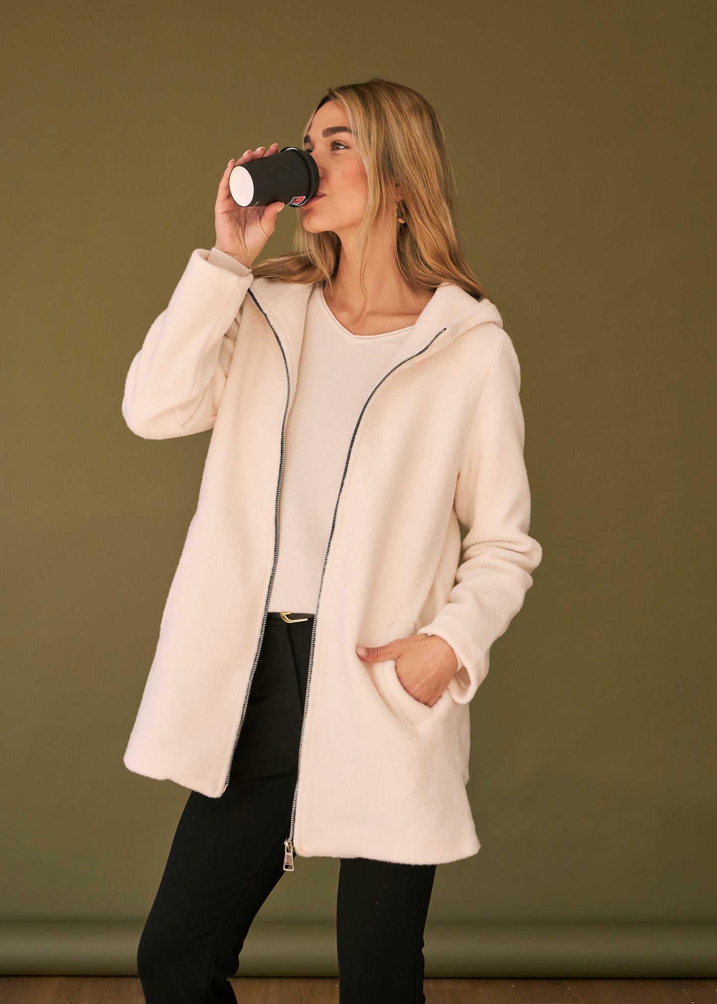 Llama hooded coat