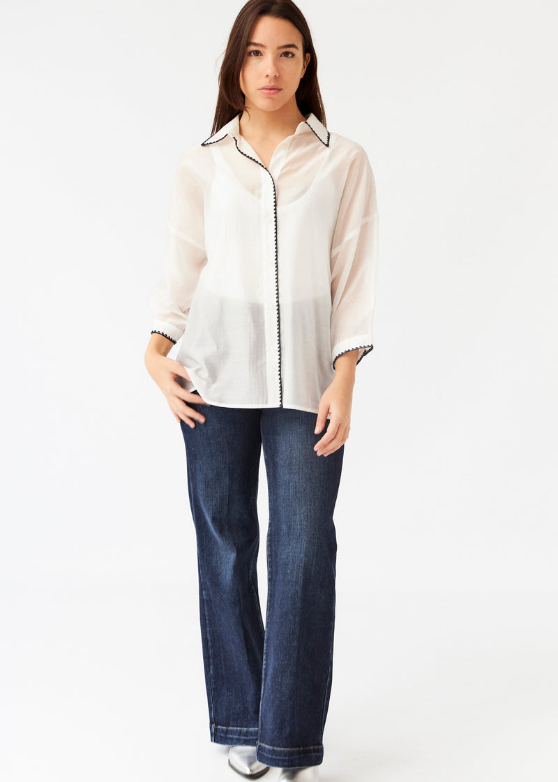 Organza shirt with crochet detail