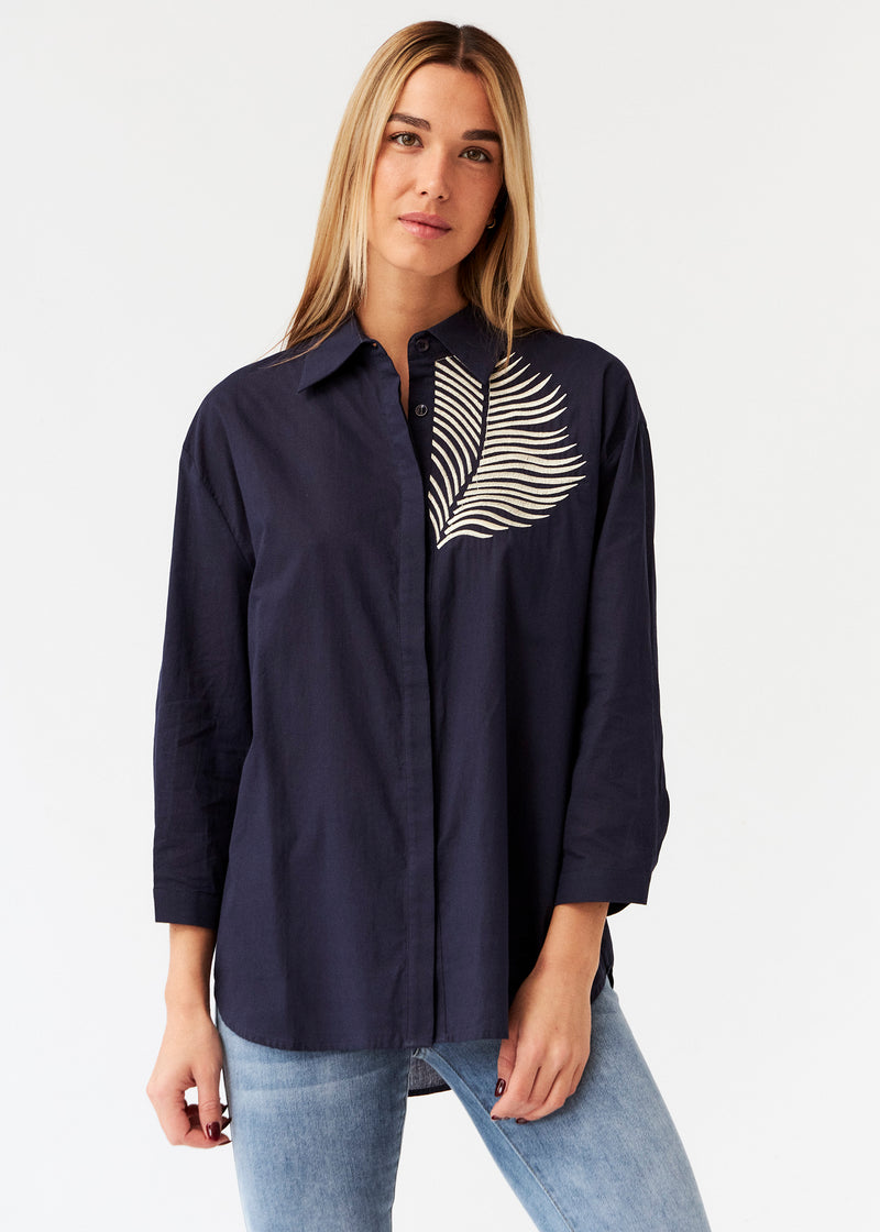 Palm tree embroidered shirt