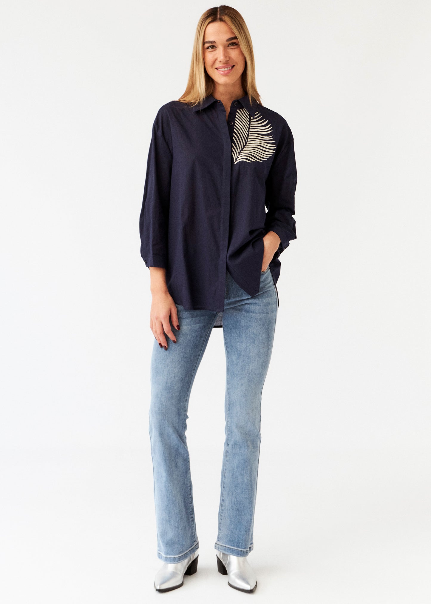 Palm tree embroidered shirt