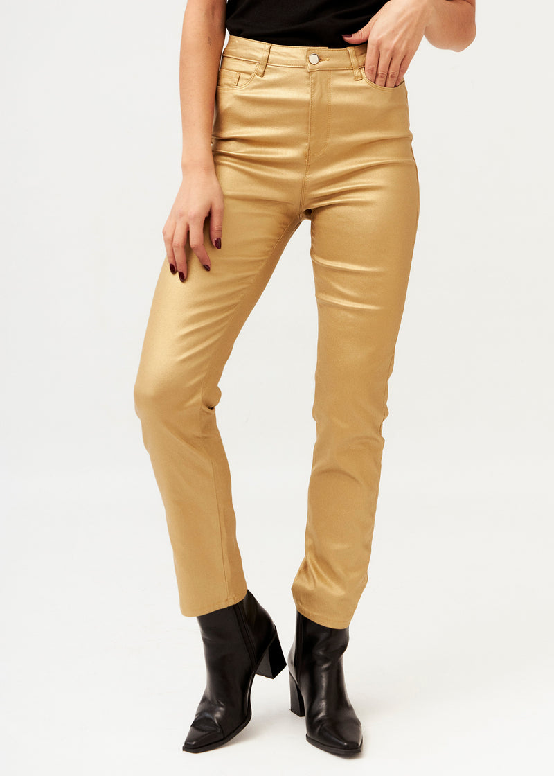 Metallic straight trousers