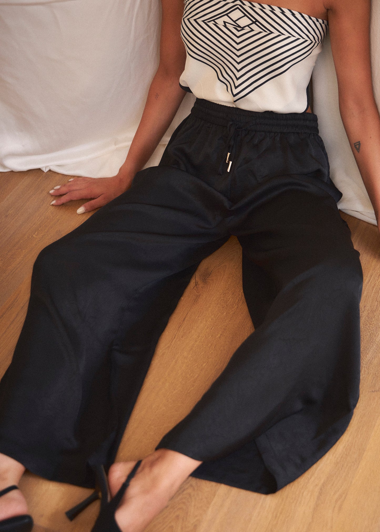 Long satin trousers