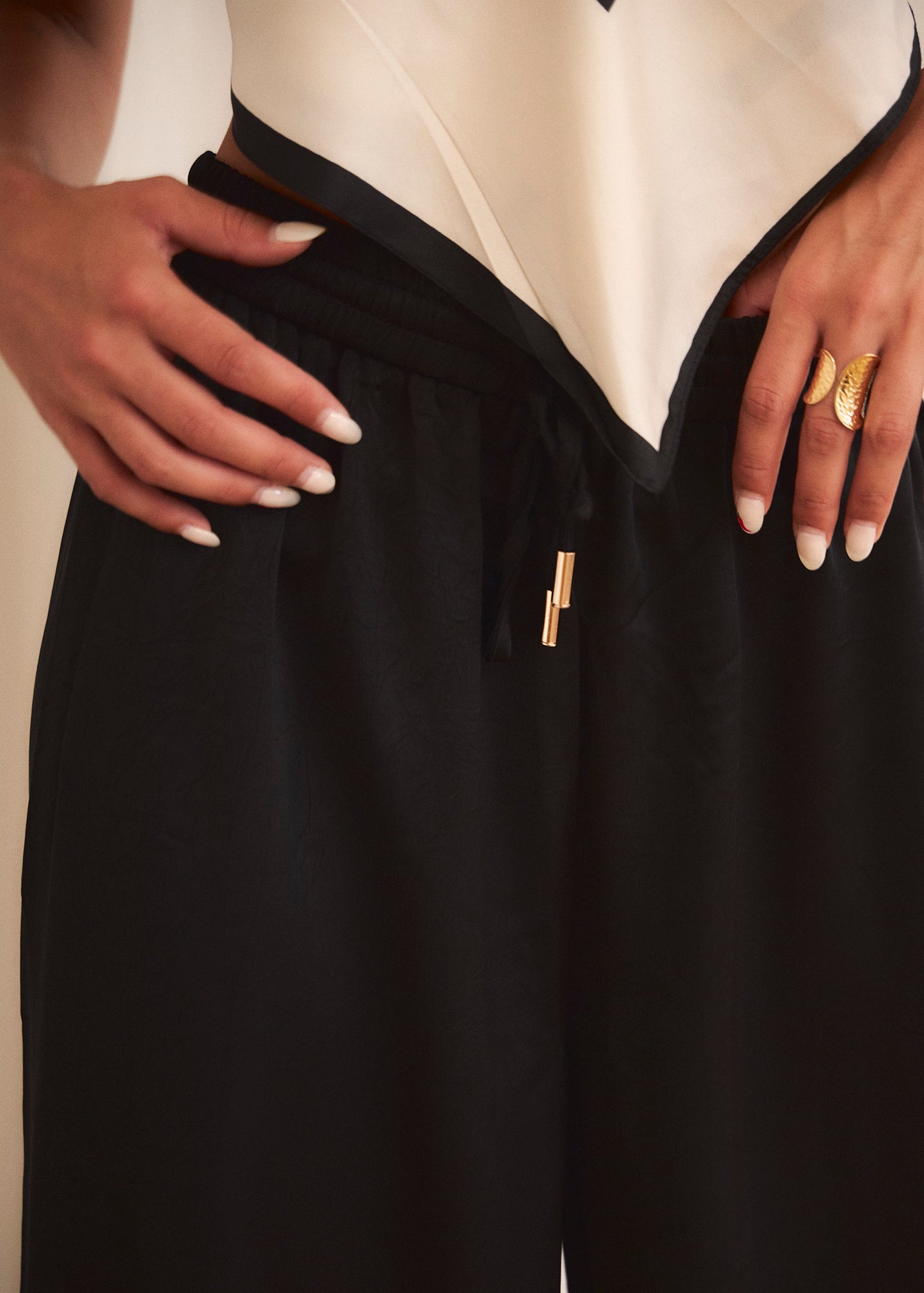 Long satin trousers