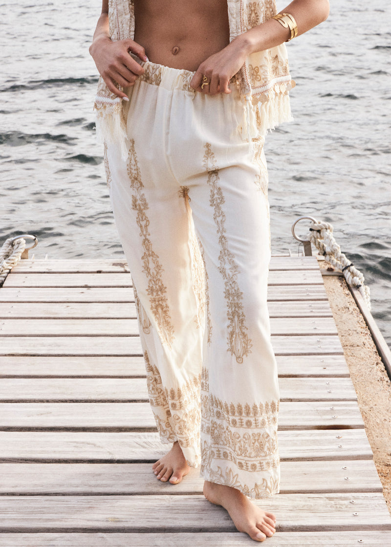 Embroidered straight pants