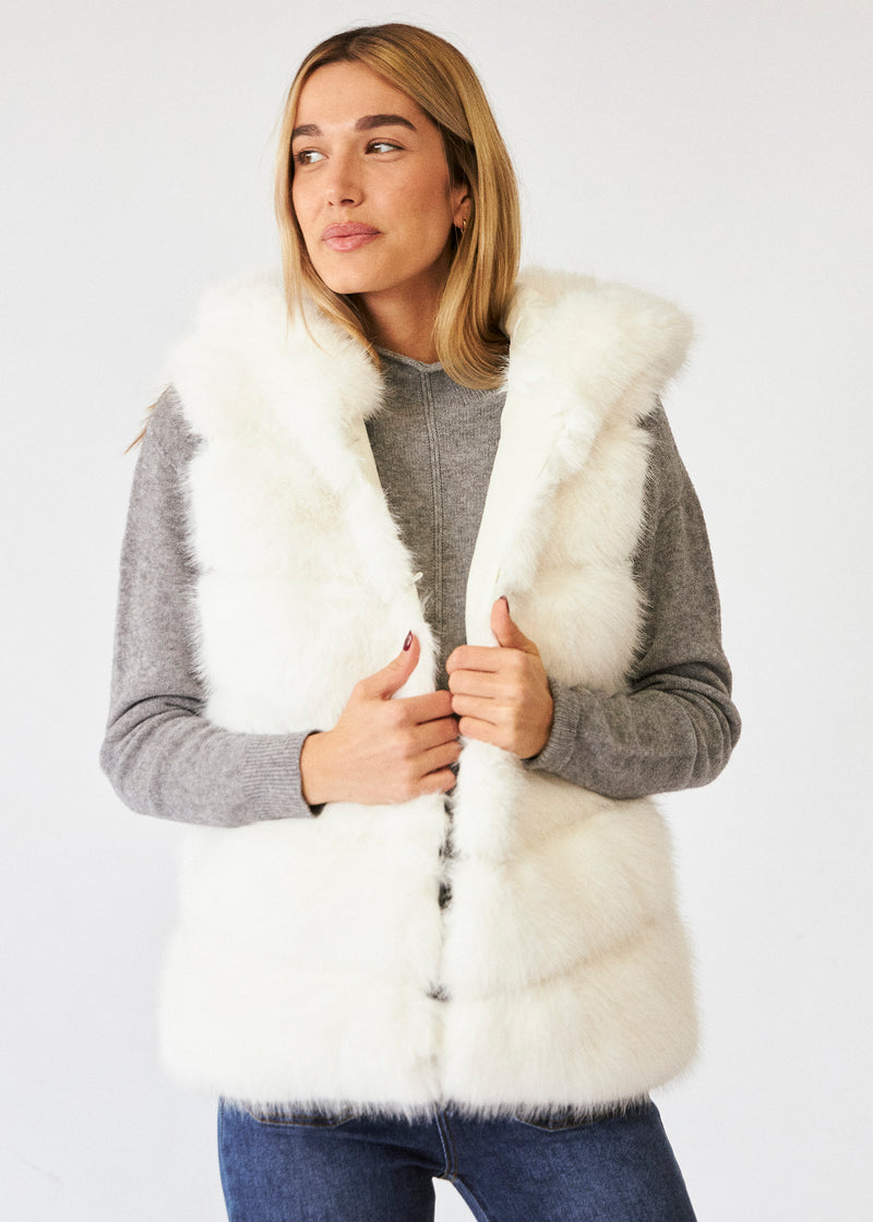 Chaleco capucha efecto pelo