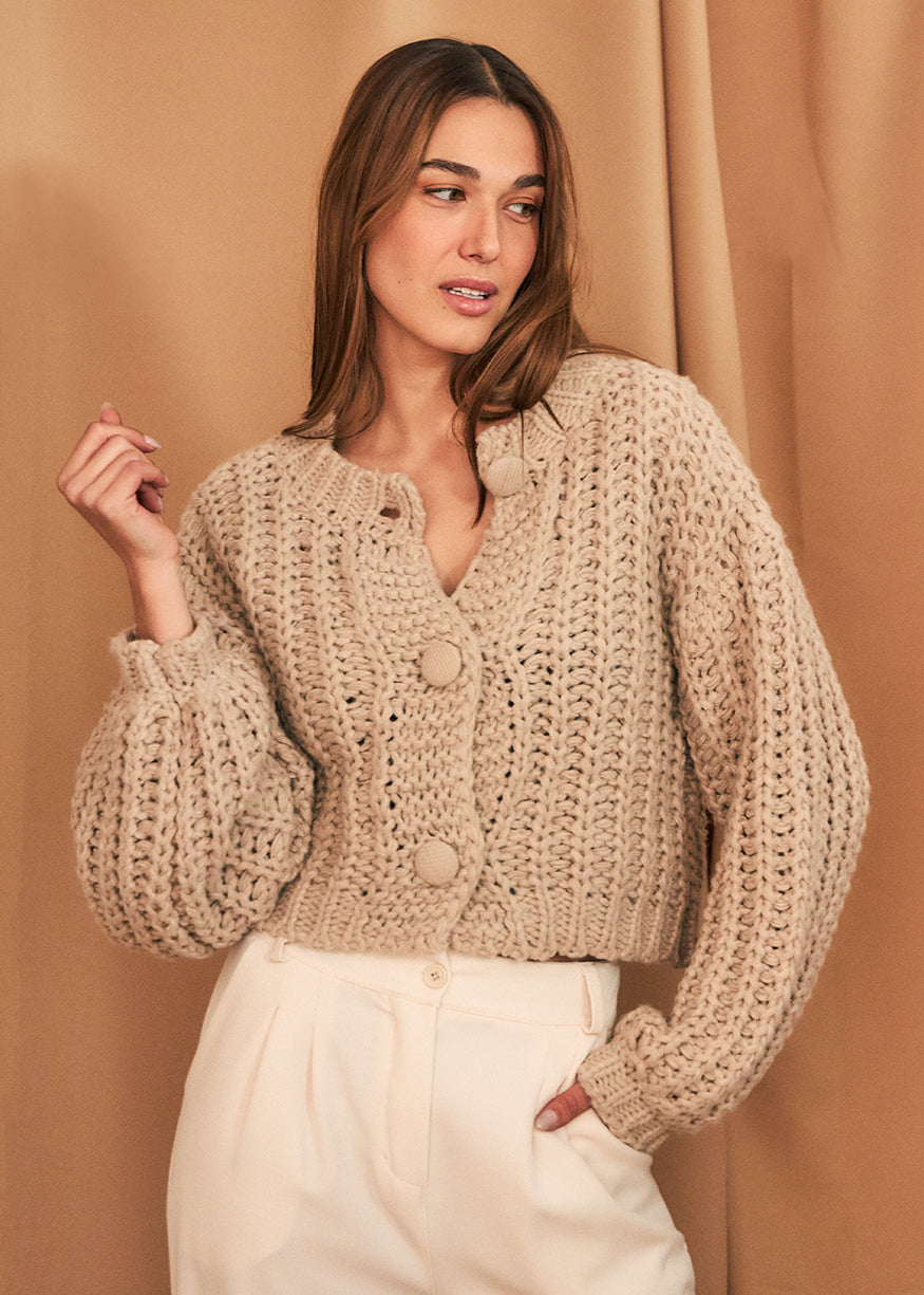 Tricot button cardigan
