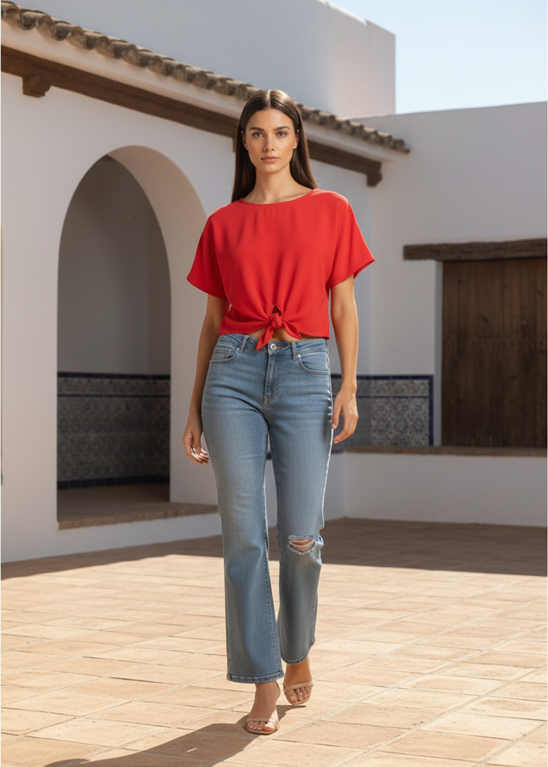 Flowy knotted blouse