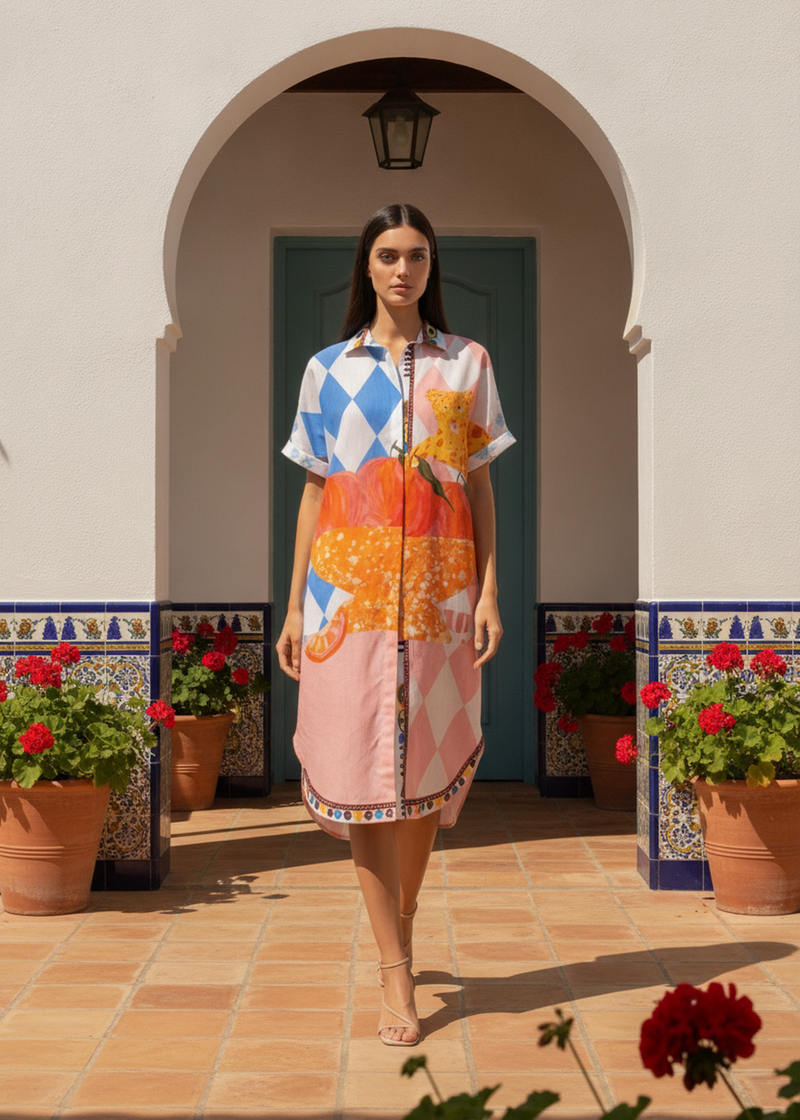 Vestido camisero estampado