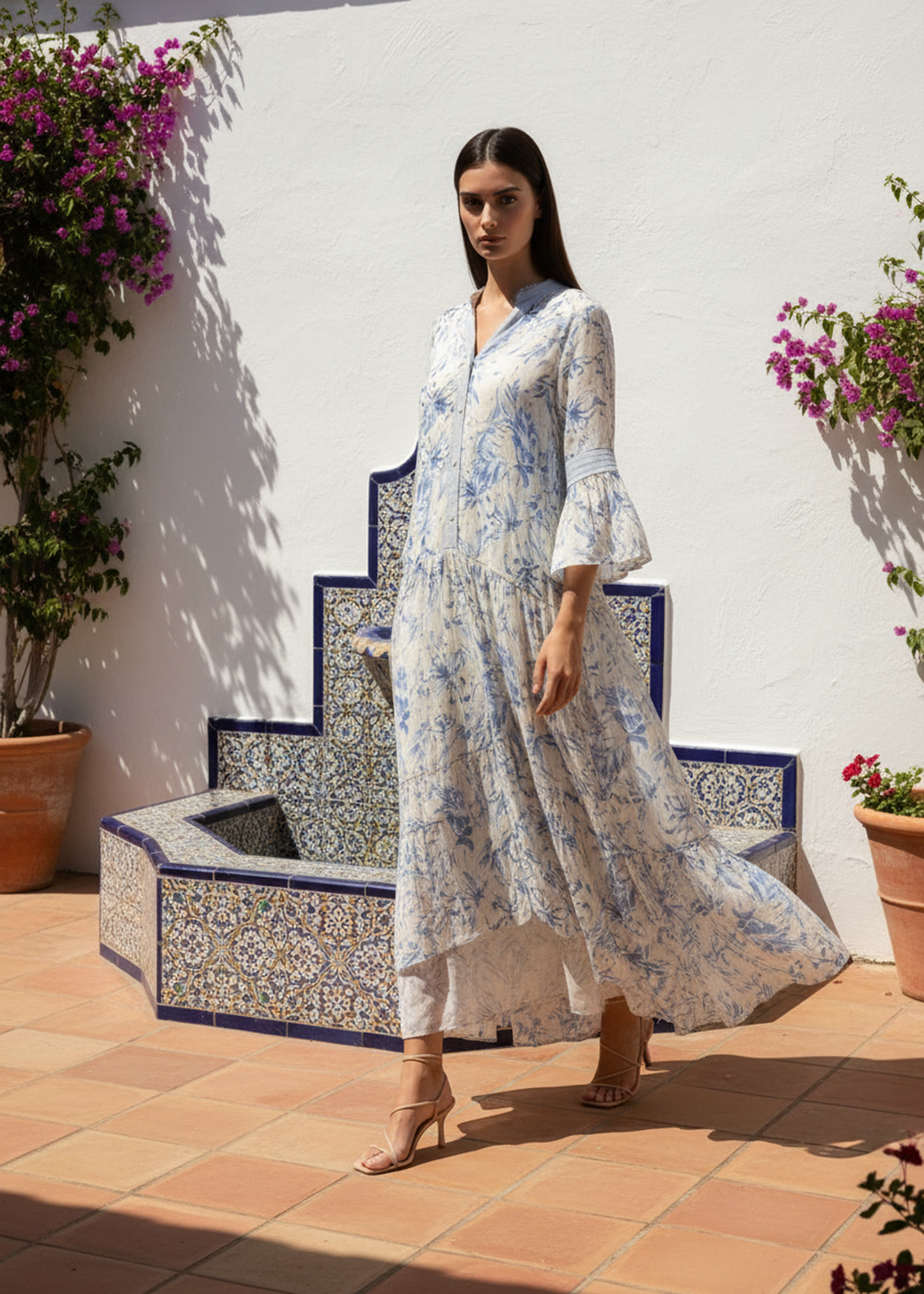 Vestido estampado largo
