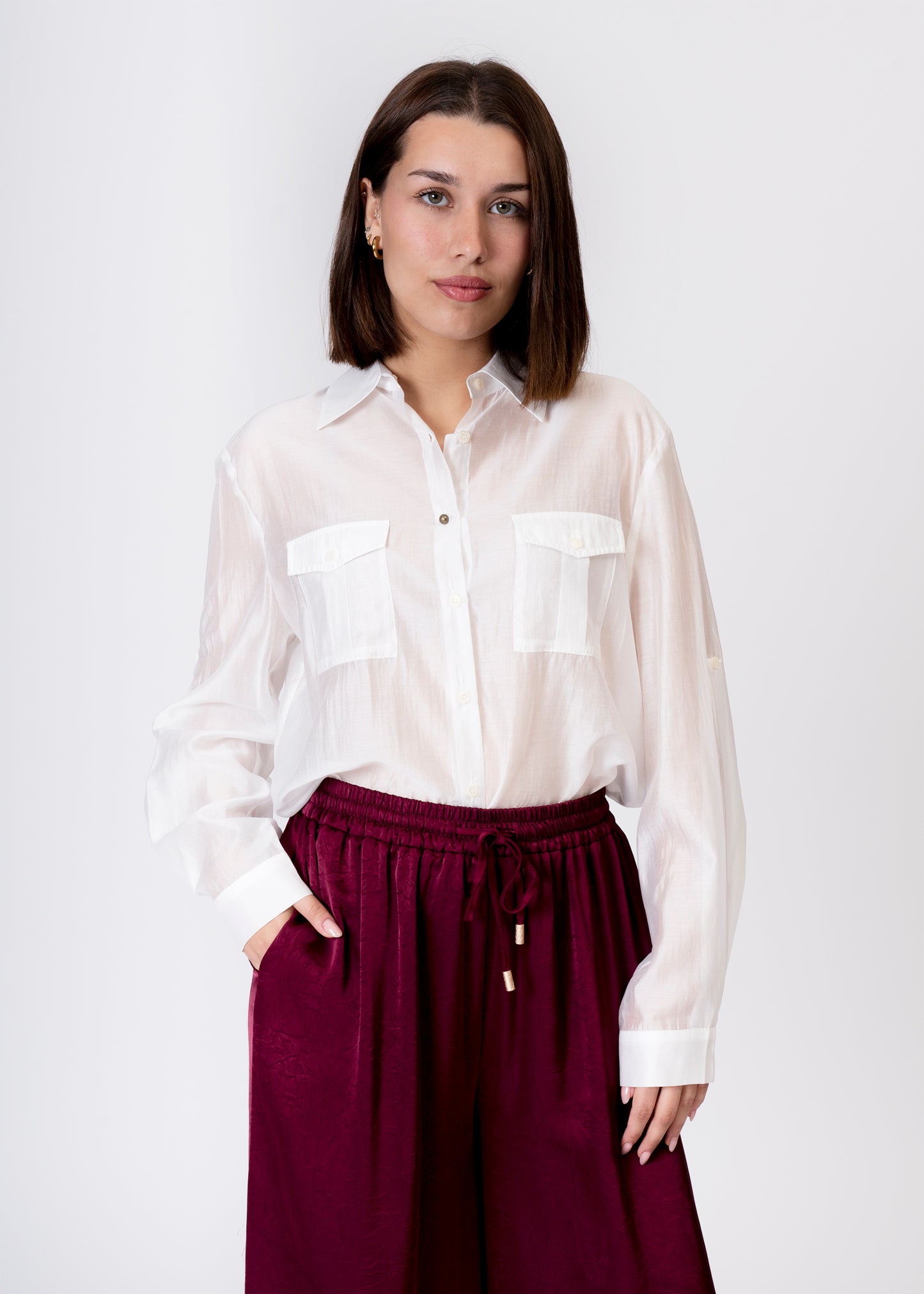 Camisa organza bolsillos