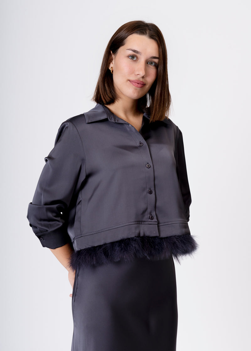 Satin feather shirt